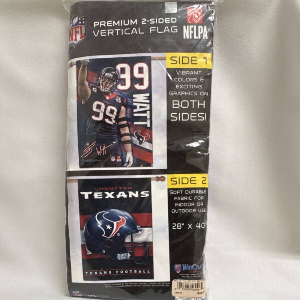 WinCraft Houston Texans JJ Watt NFL Premium 2-Sided Vertical Flag 28x40